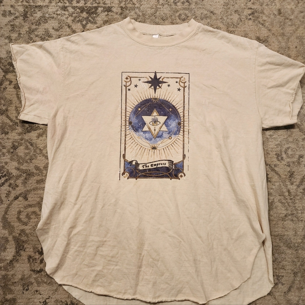 Pebby Forevee The Empress Side Slit T Ivory Bleached Out Womens XL.